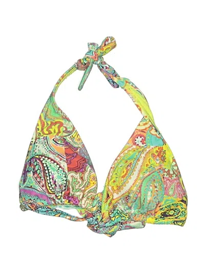 Pre-owned Bleu Rod Beattie Swimsuit Top Yellow Paisley Pattern Swimwear