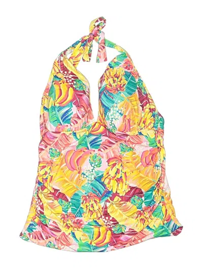 Pre-owned Bleu Rod Beattie Swimsuit Top Yellow Paisley Pattern Swimwear