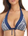 Bleu Rod Beattie Tall Triangle Tie Front Bikini Top In Midnight