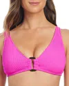 Bleu Rod Beattie Textured V Neck Bikini Top In Dahlia