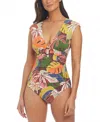 Bleu Rod Beattie Tropical Print Cap Sleeve Swimsuit In Multi In Multi