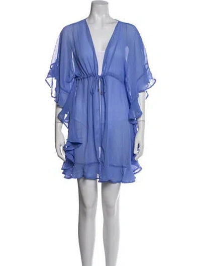 Pre-owned Bleu Rod Beattie V-neck Mini Dress In Blue