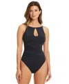 Bleu Rod Beattie Women's Do It Sexy High-neck Keyhole One-piece Swimsuit In Black