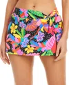 Bleu Rod Beattie Women's Extra Bold Draped Skirted Bikini Bottoms In White