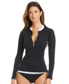 Bleu Rod Beattie Women's Im With The Band Rashguard Top In Black