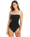 Bleu Rod Beattie Rod Beattie Square Neck One-piece Swimsuit In Black