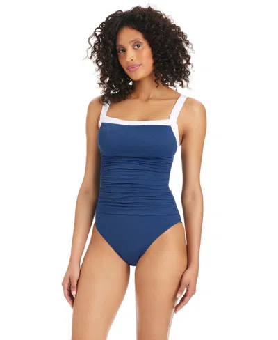 Bleu Rod Beattie Women's I'm With The Band Square-neck One-piece Swimsuit In Blue