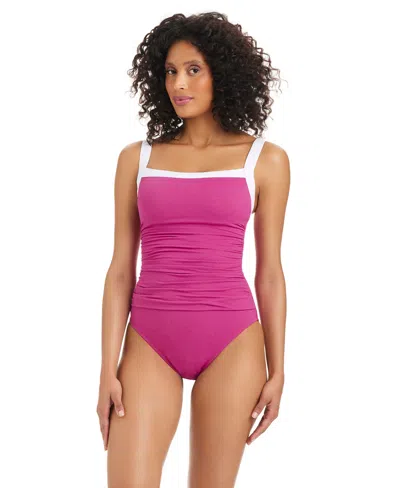 Bleu Rod Beattie Women's I'm With The Band Square-neck One-piece Swimsuit In Purple