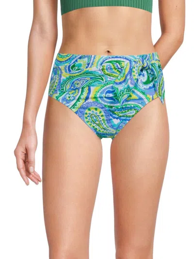 Bleu Rod Beattie Women's Paisley Draped Swim Bottom In Blue Multi