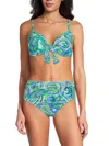 Bleu Rod Beattie More Is More Tie Front Bra Swim Top In Blue Multi