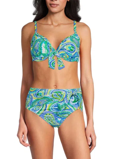 BLEU ROD BEATTIE WOMEN'S PAISLEY TIE-FRONT BIKINI TOP