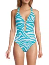 Bleu Rod Beattie Women's Printed Ring-front One-piece Swimsuit