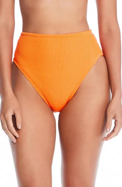 Bleu Rod Beattie Women's Pucker Up High Waist Bikini Bottom In Orange Crush In Yellow