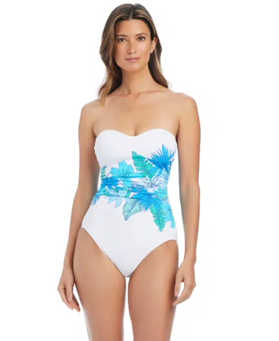 Bleu Rod Beattie Women's Riviera Retreat Shirred Bandeau Neck One-piece Swimsuit In Multi