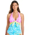Bleu Rod Beattie Women's Sock It To Me Printed Halter Tankini Top In Pink