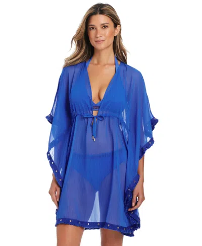 Bleu Rod Beattie Women's V-neck Caftan Swim Cover-up In Blue