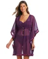 Bleu Rod Beattie Tie Front Caftan In Purple