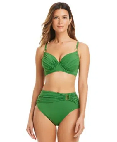 Bleu Rod Beattie Womens Do It Sexy Underwire Bikini Top High Waist Bottoms In Green