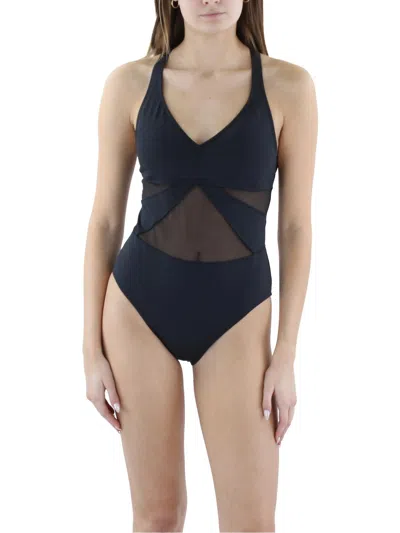 Bleu Rod Beattie Womens Illusion Lattice One-piece Swimsuit In Black