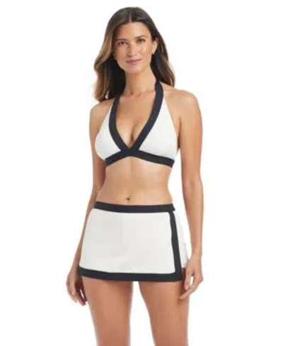 Bleu Rod Beattie Womens Im With The Band Halter Bikini Top Skirted Boy Shorts In White