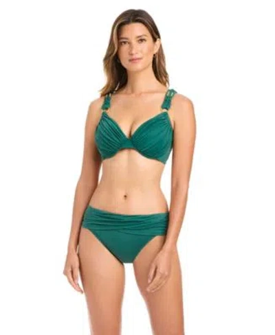 Bleu Rod Beattie Womens La Cote Dazur Macrame Detail Swim Bikini Top Sarong Hipster Bikini Bottoms In Green