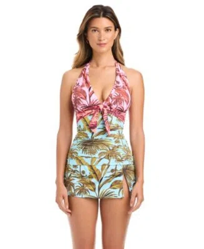 Bleu Rod Beattie Womens Lotus Printed Bandini Bottoms In Multi