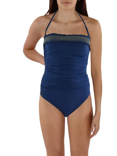 Bleu Rod Beattie Womens Metallic Bandeau One-piece Swimsuit In Blue