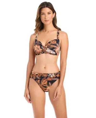 Bleu Rod Beattie Womens Moddy Blooms Printed Swim Bra Bottoms In Black