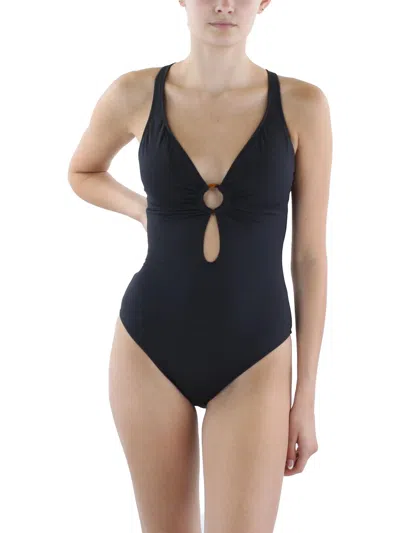Bleu Rod Beattie Womens Solid Nylon One-piece Swimsuit In Black