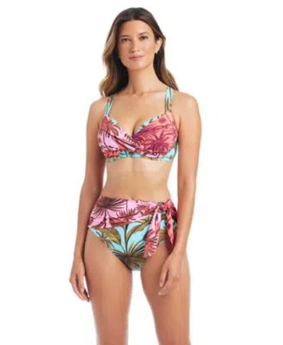 Bleu Rod Beattie Womens Sweetheart Neck Adjustable Underwire Bikini Top High Waist Full Coverage Swim Bottoms In Multi
