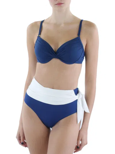 Bleu Rod Beattie Womens Twist Front Padded Bikini Swim Top In Blue