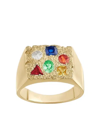 Bleue Burnham 9k Recycled Yellow Gold Sapphire Signet Ring