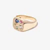 Bleue Burnham 9k Yellow Gold Hanging Basket Sapphire Signet Ring In Gold