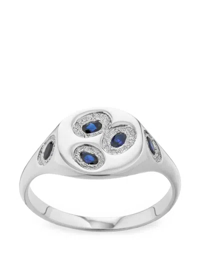 Bleue Burnham Mini Oval Chloroplast Signet Ring In Silver