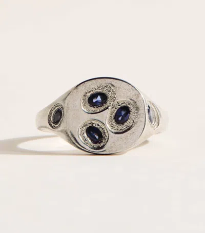 Bleue Burnham Mini Sterling Silver Chronoplast Signet Ring In Gray
