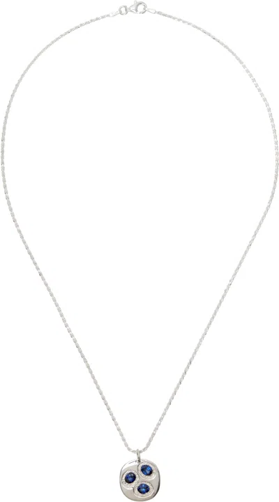 Bleue Burnham Oval Chloroplast Pendant Necklace In Gray