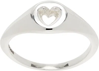Bleue Burnham Silver A Mini Good Heart Signet Ring In Silver (925)