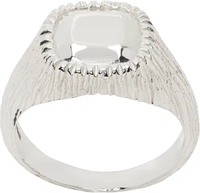 Bleue Burnham Silver Natures Smile Impression Signet Ring In Silver (925)