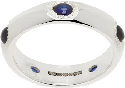 Bleue Burnham Silver Oval Cabochon Band Ring In Silver (925)