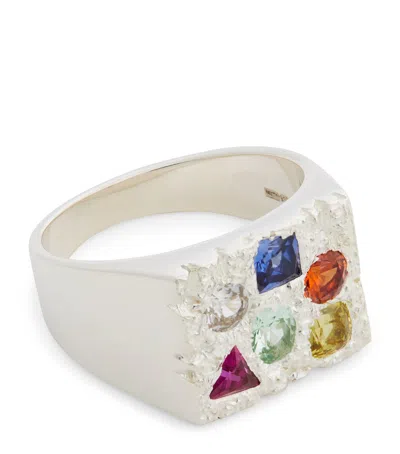 Bleue Burnham Sterling Silver And Sapphire Cottage Rose Garden Signet Ring