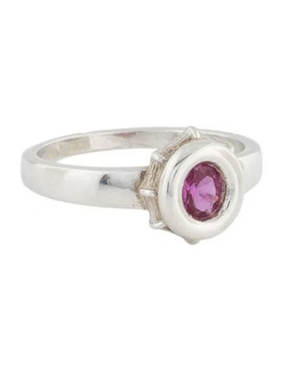 Pre-owned Bleue Burnham Synthetic Ruby Cocktail Ring In Multicolor