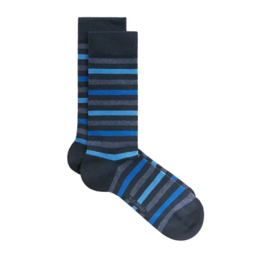 Bleuforêt Striped Mid-calf Socks In Brown