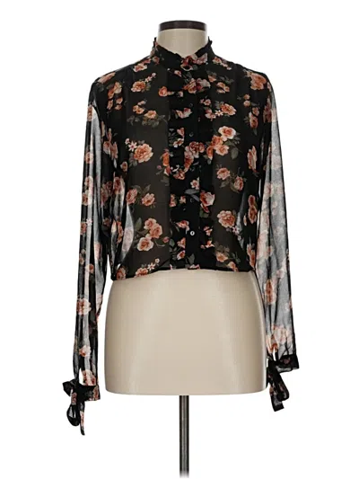 Pre-owned Bleuh Ciel Long Sleeve Blouse In Black