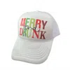 Bling A Gogo Merry & Drunk Trucker Hat In White In White