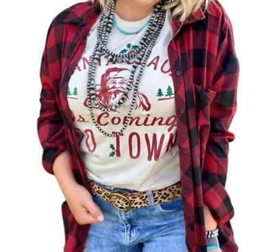 Bling A Gogo Vintage Santa Buffalo Plaid Flannel Shirt In Red