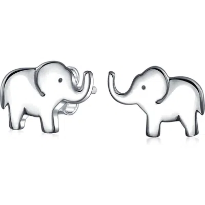Bling Jewelry Animal Lover Elephant Stud Earrings In Silver
