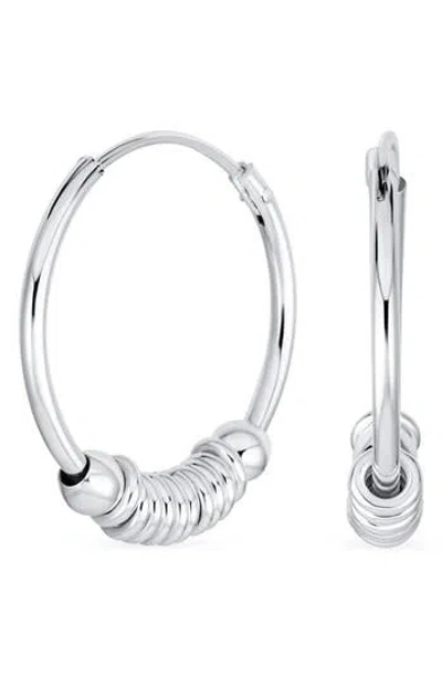 Bling Jewelry Bali Boho Ring Huggie Hoop Earrings In Silver