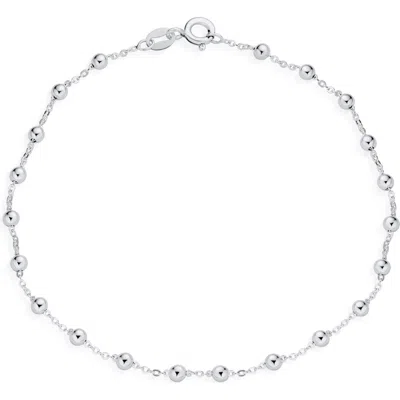Bling Jewelry Beaded Ball Ankle Anklet In Silver
