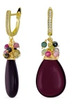 Bling Jewelry Beaded Teardrop Earrings In Purple