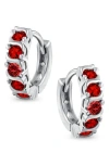 Bling Jewelry Blue Cz Huggie Hoop Earrings In Red
